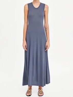 Zara | Sleeveless Sheer Grey/Blue Maxi Dress M